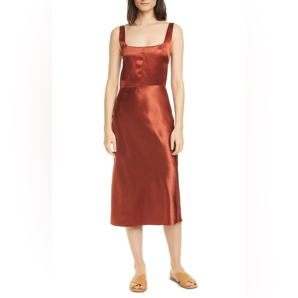Vince Slim Fitted Slip Dress in Red